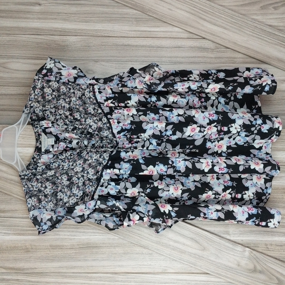 Belle Sky Women's Floral Blouse w/Ruffles Size Large